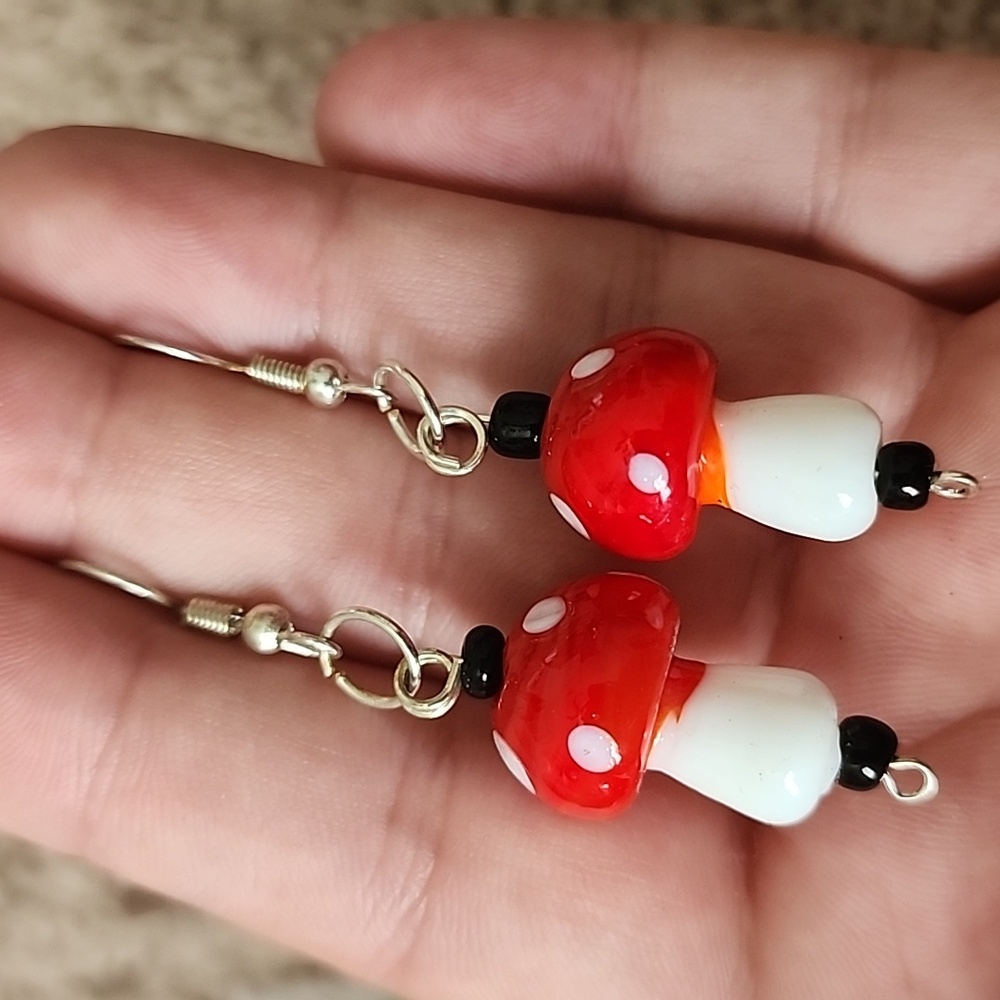 Red and White Mushroom Earrings
